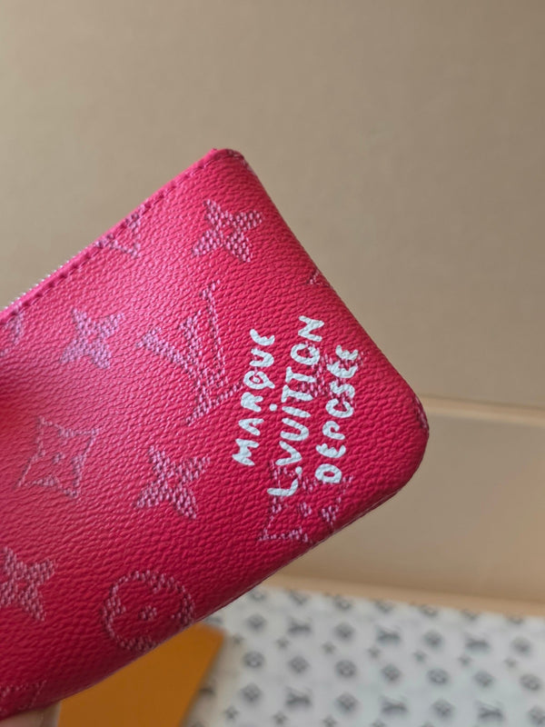 LV Key Pouch S Rose Red PVC Fabric with Leather 275142