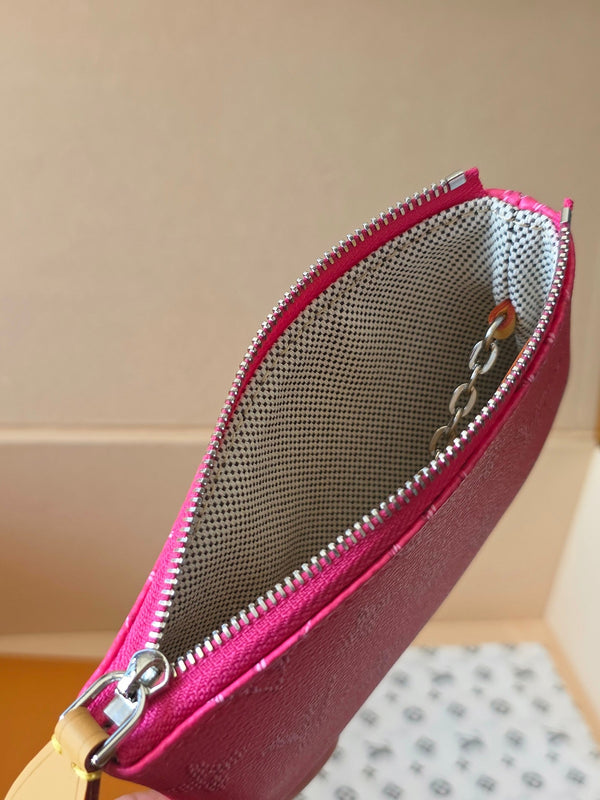 LV Key Pouch S Rose Red PVC Fabric with Leather 275142