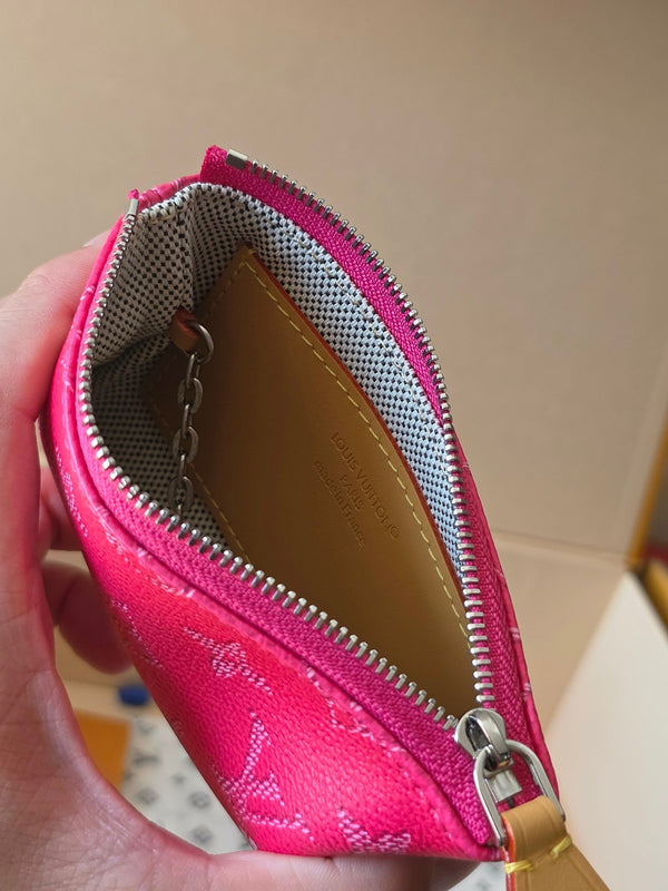 LV Key Pouch S Rose Red PVC Fabric with Leather 275142