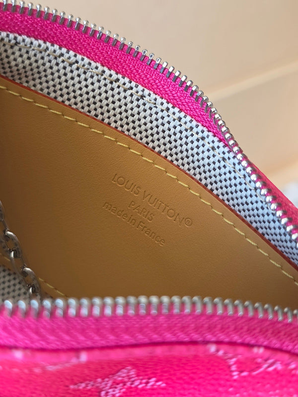 LV Key Pouch S Rose Red PVC Fabric with Leather 275142