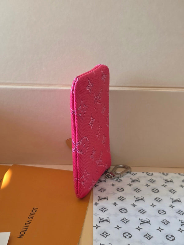 LV Key Pouch S Rose Red PVC Fabric with Leather 275142