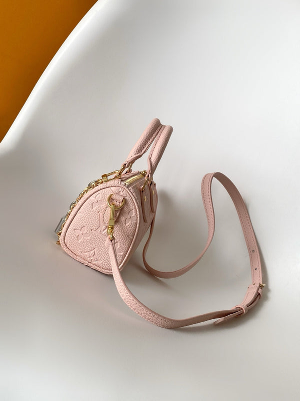 LV M27107 Nano Speedy Bag 10 Pearl Pink Monogram in Leather 278113