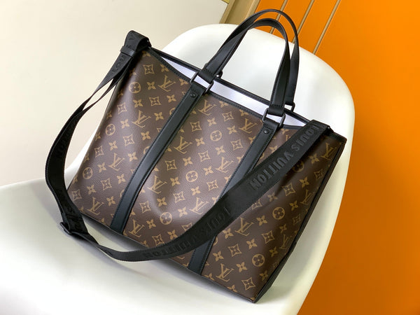 LV Week-End Tote Medium Handbag Brown Monogram Canvas