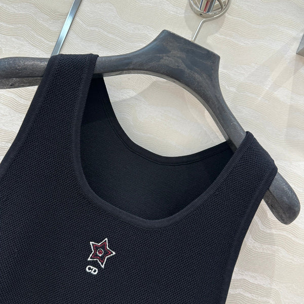 CD Sport Knitted Top Vest Black Linen Silk