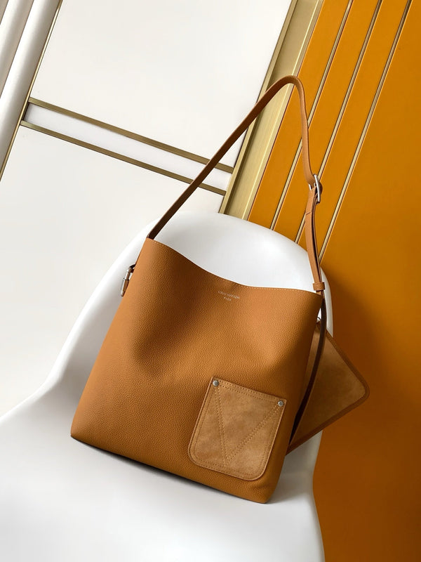 LV Verso Hobo Brown Calfskin Suede