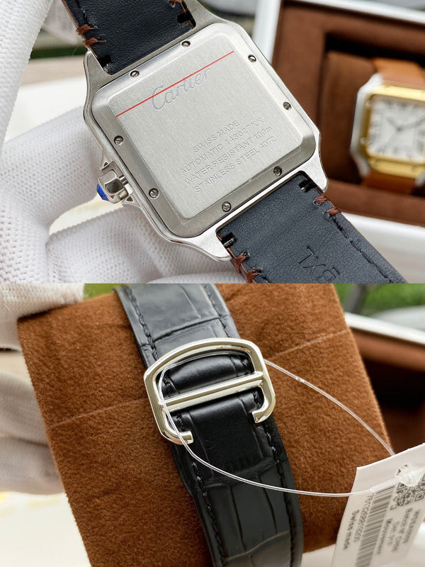 SANTOS DE CARTIE 39MM STEEL CASE LEATHER STRAP