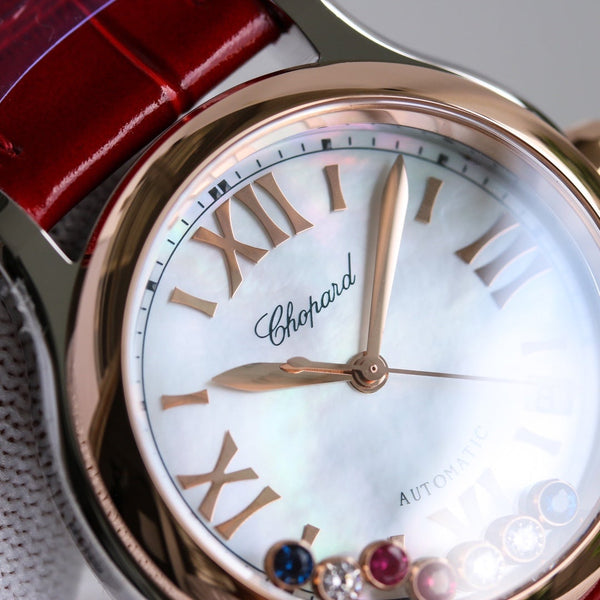 HAPPY SPORT 36MM AUTOMATIC ROSE GOLD BEZEL WHITE DIAL