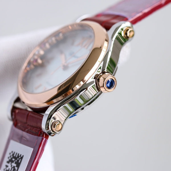 HAPPY SPORT 36MM AUTOMATIC ROSE GOLD BEZEL WHITE DIAL