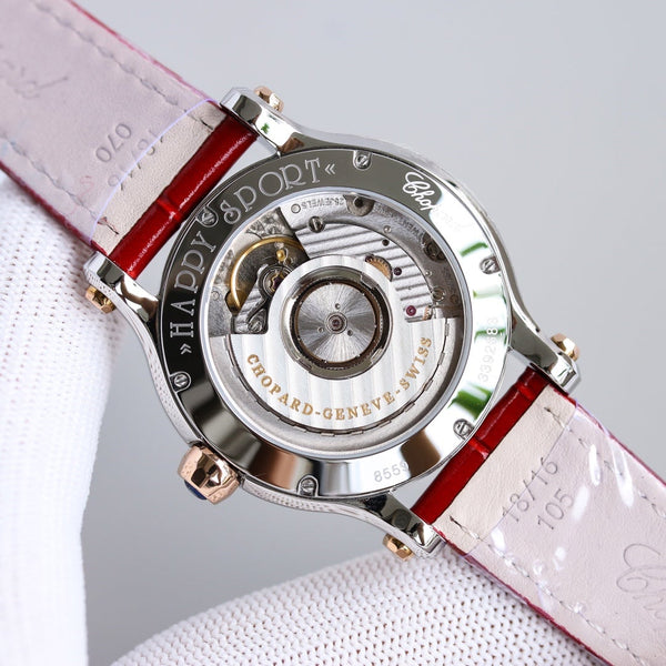 HAPPY SPORT 36MM AUTOMATIC ROSE GOLD BEZEL WHITE DIAL