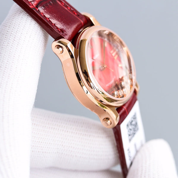 HAPPY SPORT 36MM AUTOMATIC ROSE GOLD RED DIAL