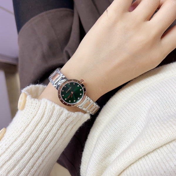 BVL QUARTZ 26MM PINK GOLD STEEL GREEN DIAL