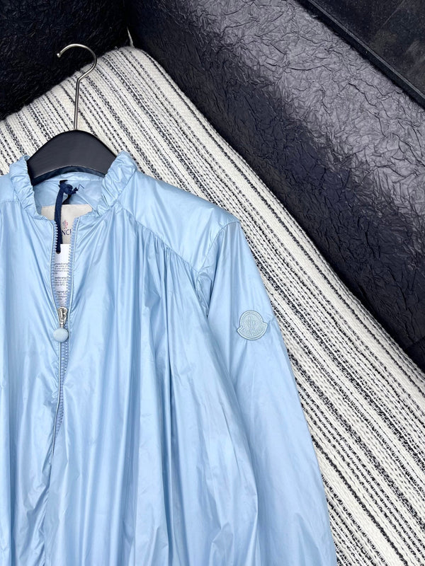 Moncle 25 Stand-Up Collar Double Zip Jacket Blue Cotton amd Polyester  267975