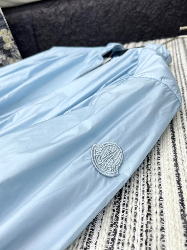 Moncle 25 Stand-Up Collar Double Zip Jacket Blue Cotton amd Polyester  267975