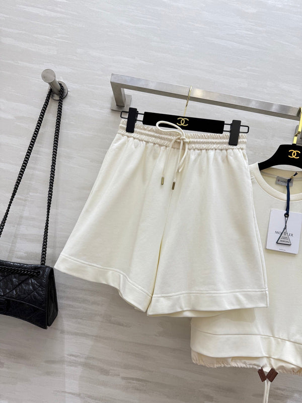 Moncle 25 Hem Drawstring Two-Piece Suit Cream Cotton 277623