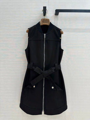 HM Majia Zipped Sleeveless Dress in Black Cotton