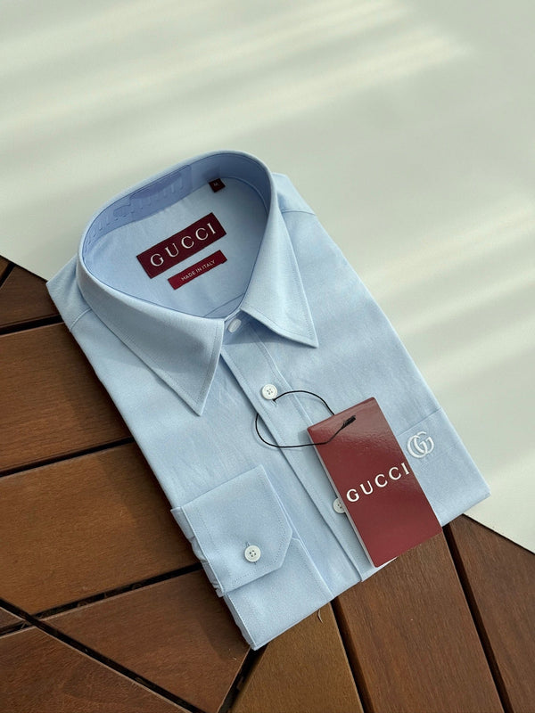 Gucci 25Ss Business Shirt 100s Double-Ply Premium Oxford Fabric Light Blue 108566