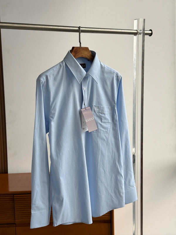 Gucci 25Ss Business Shirt 100s Double-Ply Premium Oxford Fabric Light Blue 108566