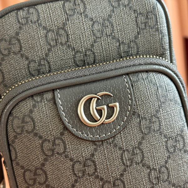 GG Ophidia GG Mini Handbag 12cm Dark Grey Supreme Canvas