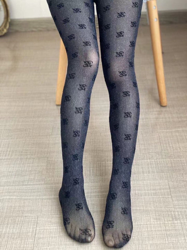 Fendi wavy double-F logo flocked pantyhose