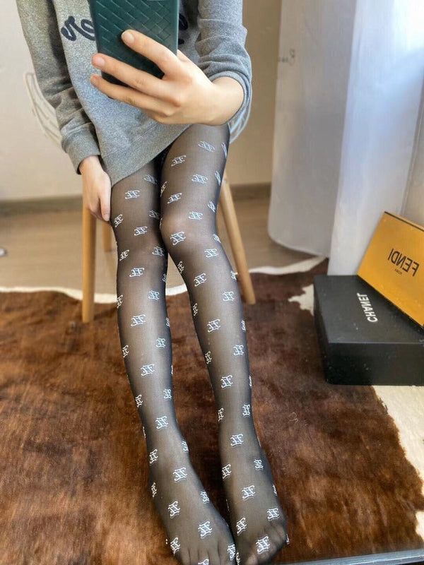 Fendi wavy double-F logo flocked pantyhose