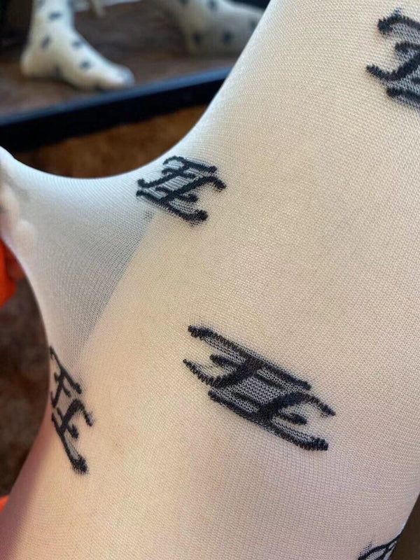 Fendi wavy double-F logo flocked pantyhose