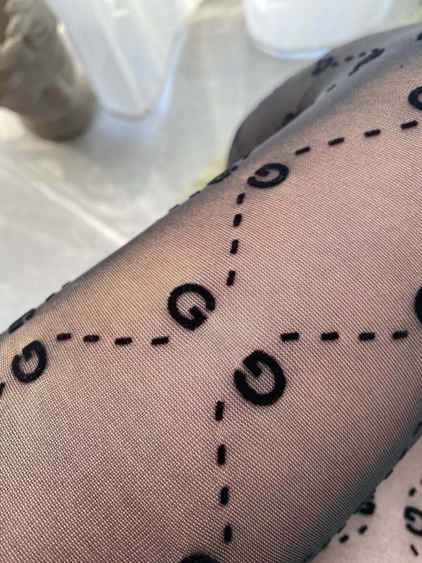 GG haute couture version 3D letter black flocked pantyhose