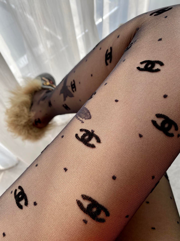 CC polka dot butterfly fishnet pantyhose