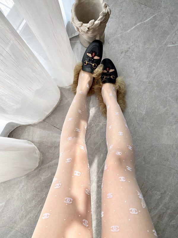 CC polka dot butterfly fishnet pantyhose