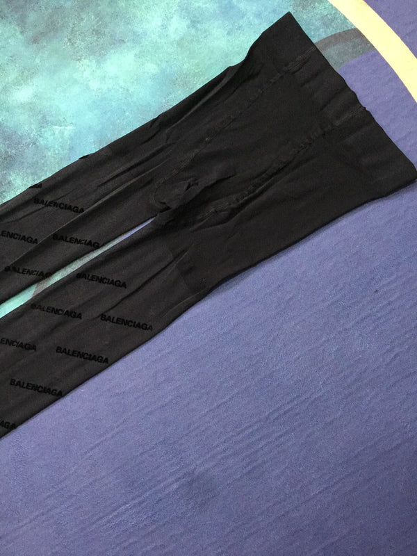 Balenciaga haute couture version all-over logo flocked sexy slimming black pantyhose