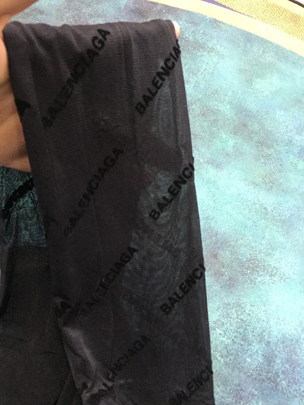 Balenciaga haute couture version all-over logo flocked sexy slimming black pantyhose