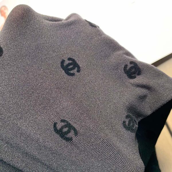 CC thickened haute couture double C logo flocked pantyhose