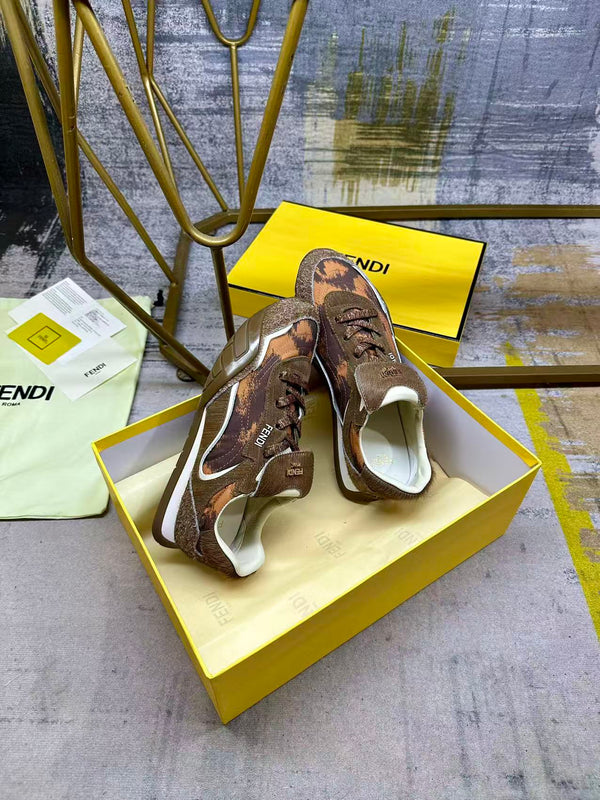 Fendi Wave Pulse Lace-up Light Brown Sneakers Suede 575432