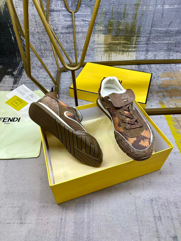 Fendi Wave Pulse Lace-up Light Brown Sneakers Suede 575432