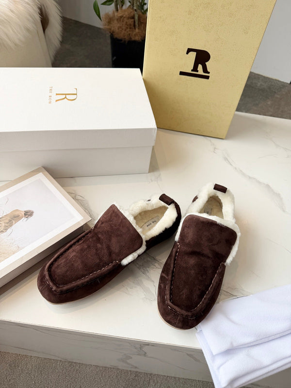 The Row 2025 Autumn/Winter New Slip-on Wool Loafers Brown 576846
