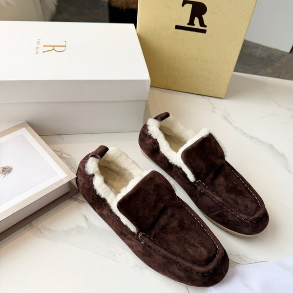 The Row 2025 Autumn/Winter New Slip-on Wool Loafers Brown 576846