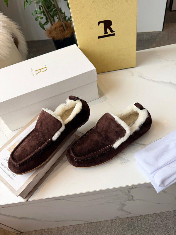 The Row 2025 Autumn/Winter New Slip-on Wool Loafers Brown 576846