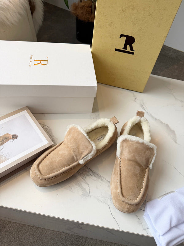 The Row 2025 Autumn/Winter New Slip-on Wool Loafers Beige 576844