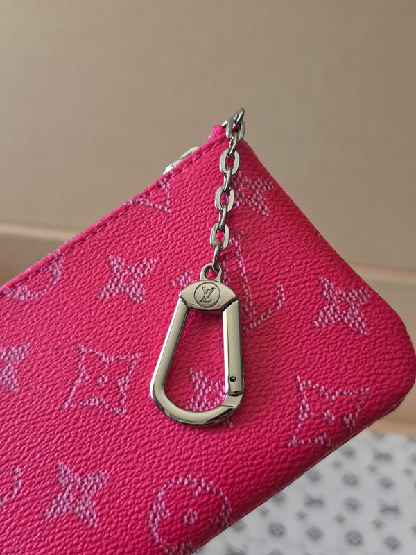 LV Key Pouch S Rose Red PVC Fabric with Leather 275142
