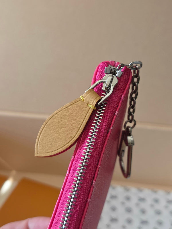 LV Key Pouch S Rose Red PVC Fabric with Leather 275142