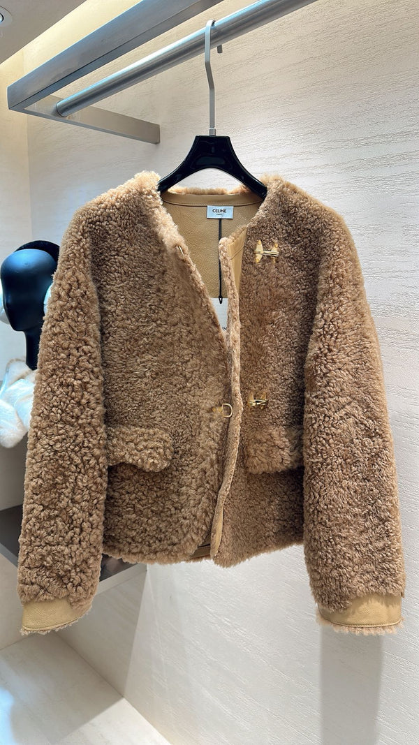 CELINE Shearling Brown Coat 333329
