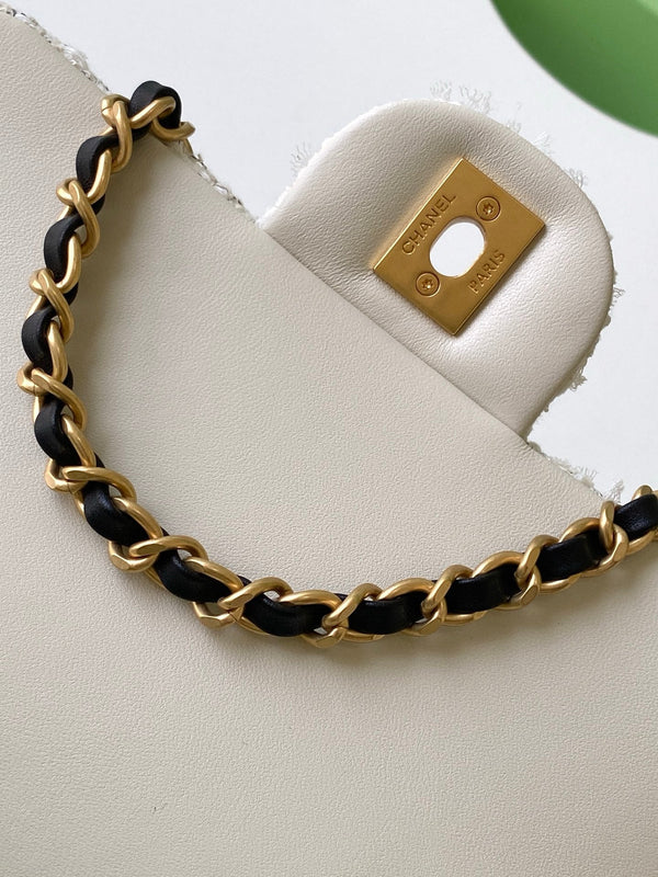 Chanel 25K Series Velvet Bow CF Handle Bag 20 White 275898