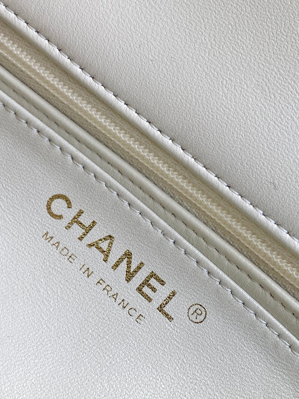 Chanel 25K Series Velvet Bow CF Handle Bag 20 White 275898
