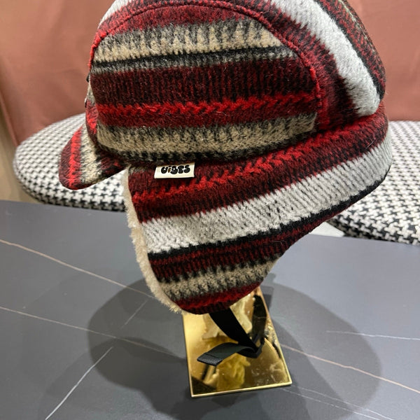 Chanel Winter Earflap Reddish Brown Fleece Hat 980018