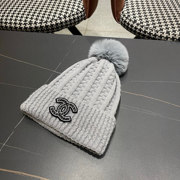 Chanel Knitted Beanie Gray in Fibrous 979985