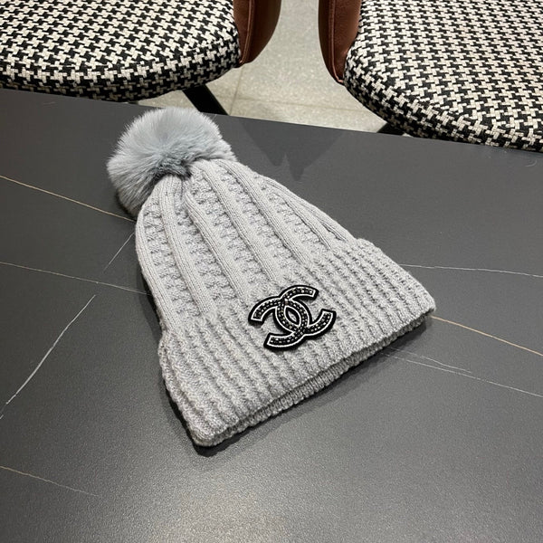 Chanel Knitted Beanie Gray in Fibrous 979985