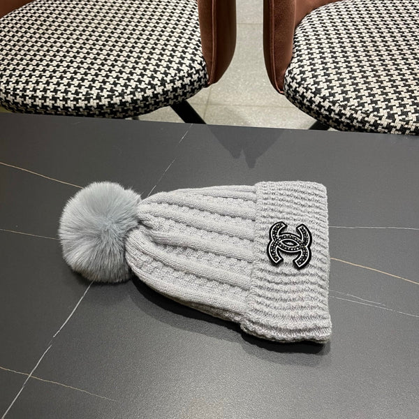 Chanel Knitted Beanie Gray in Fibrous 979985