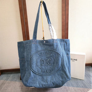 Celine Cabas Brand Logo Classic Blue Denim Tote Bag 276180