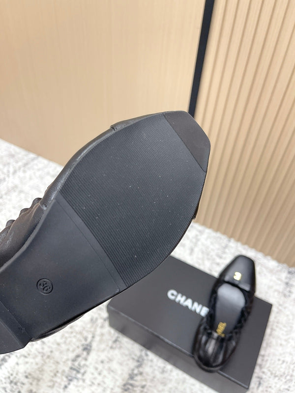 Chanel 26 Ruffle Black Ballet Flats in Lambskin 591373