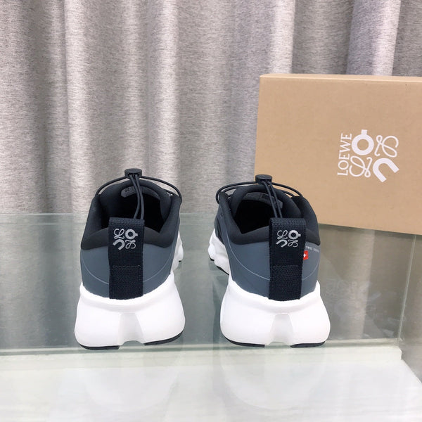 Loewe x on Angpao Couple Running Sneakers Black Gray White Nylon Calfskin 597421