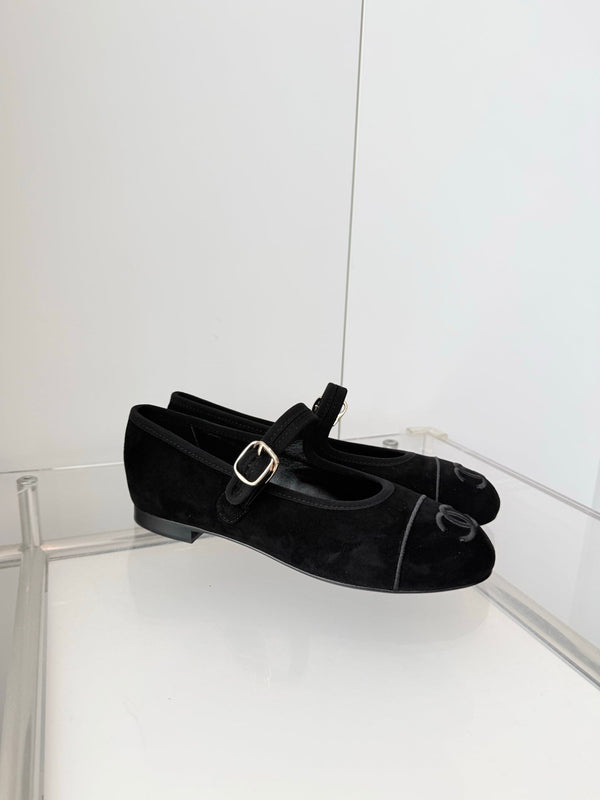Chanel 26 Mary Jane Shoe Black in Suede 597380